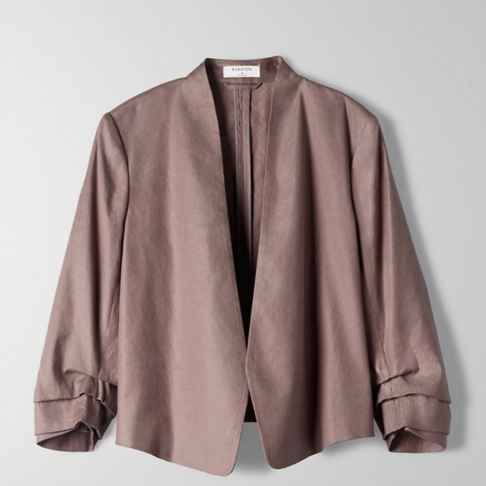 Aritzia Babaton Short Linen Blazer - Stone Taupe